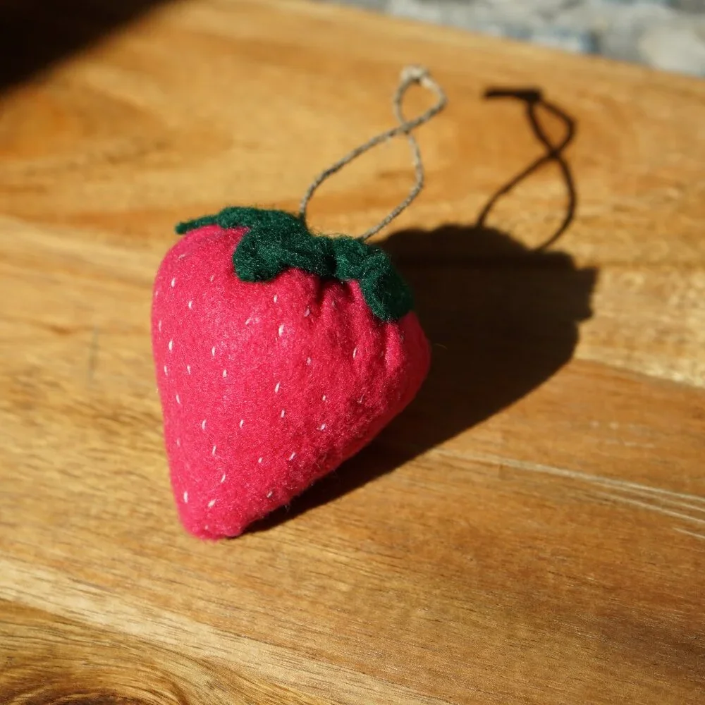 Hand Sewn Felt Strawberry Ornament